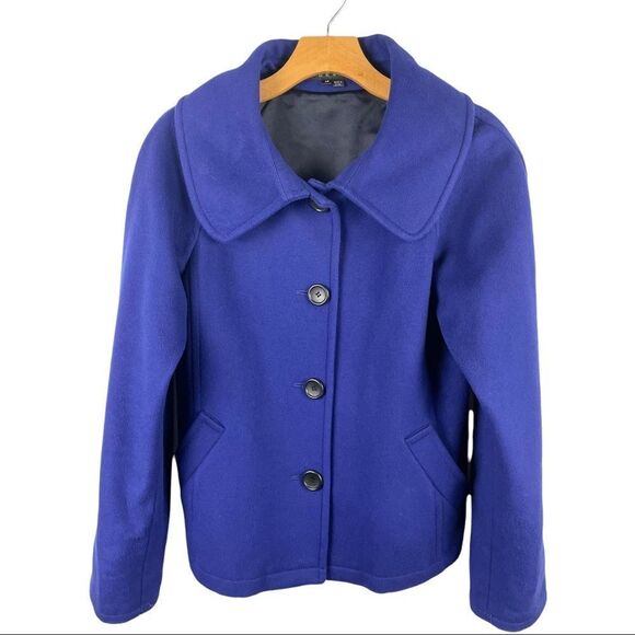 𝅺THEORY Olivan Royal Purple Wool Peacoat Size M - Picture 2 of 6